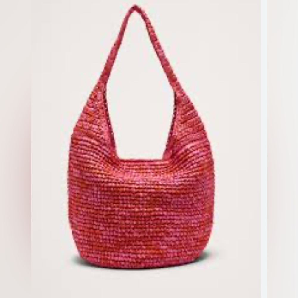 Banana Republic Pink Woven Straw Hobo Tote
